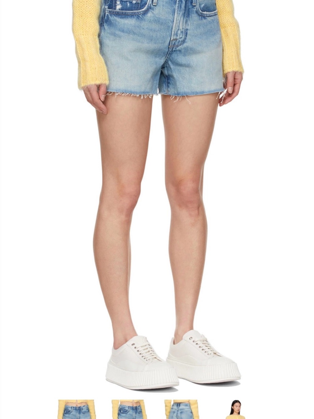 FRAME Le Brigette High Rise Raw Hem Denim Shorts Soap Wash 25